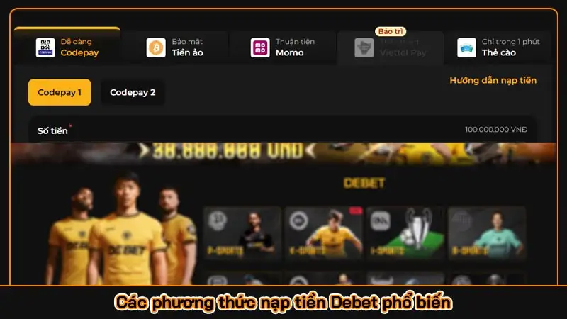 Các phương thức nạp tiền Debet phổ biến