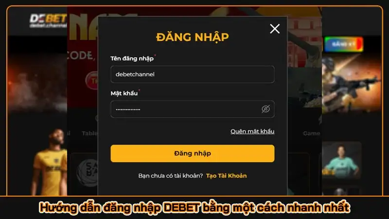 Hướng dẫn đăng nhập DEBET bằng một cách nhanh nhất