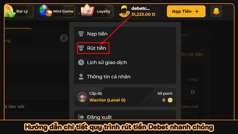 Hướng dẫn chi tiết quy trình rút tiền Debet nhanh chóng