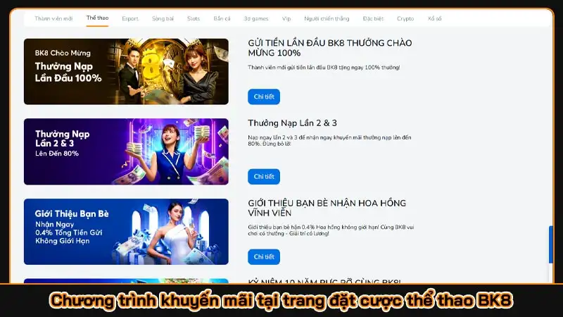 Chương trình khuyến mãi tại trang đặt cược thể thao BK8