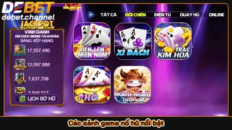 Các sảnh game nổ hũ nổi bật